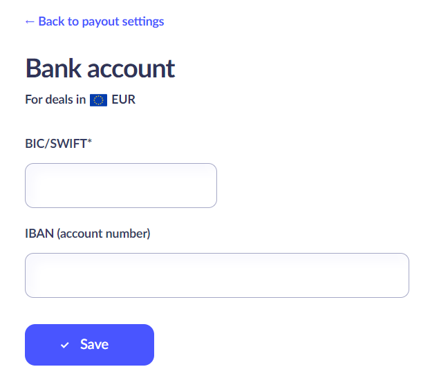 Bank account payouts in Useme