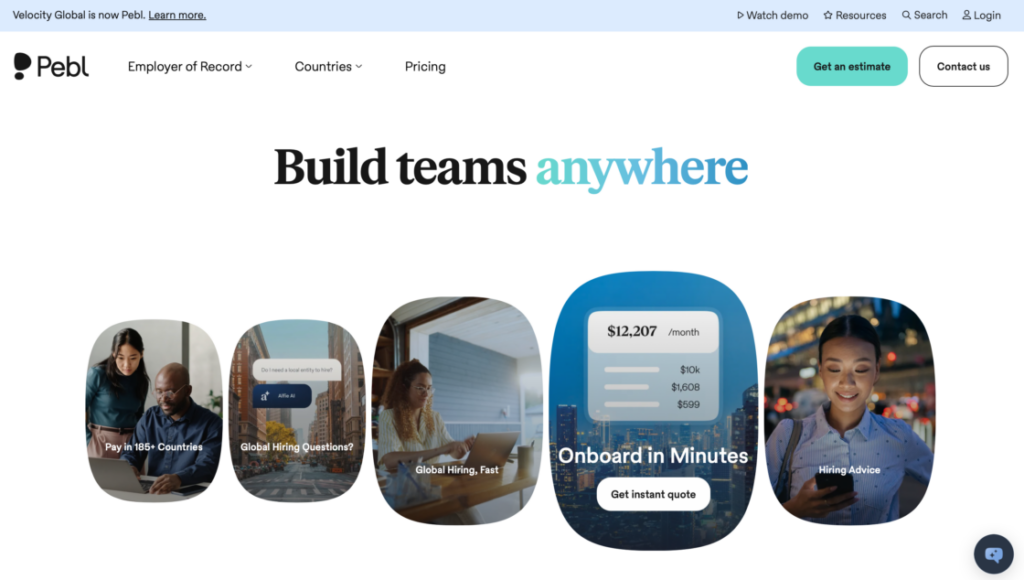 Pebl main page screenshot