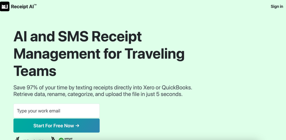 Receipt AI main page screenshot