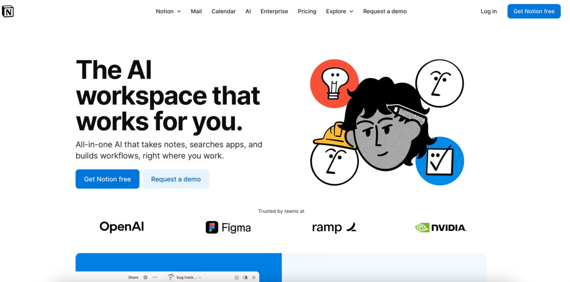 Notion AI tool main page screenshot