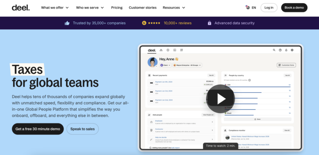 Deel website screenshot