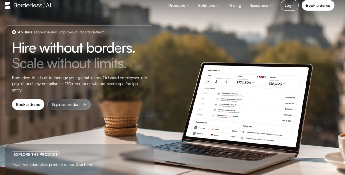 Borderless AI main page screenshot