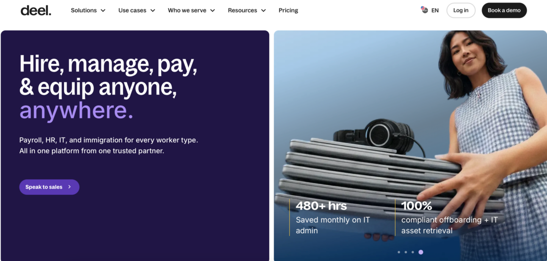 Deel main page screenshot