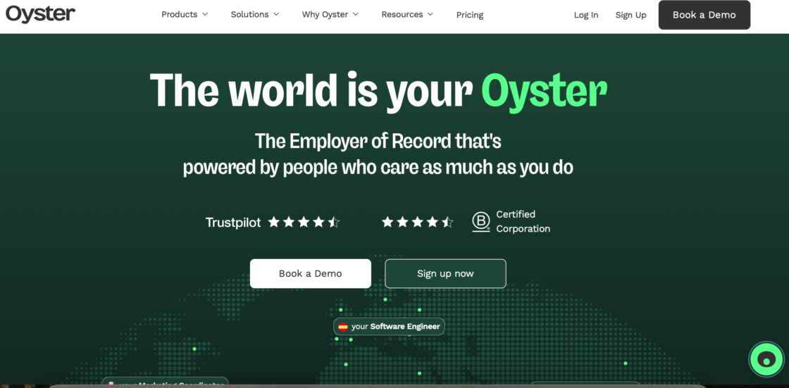 Oyster HR main page screenshot