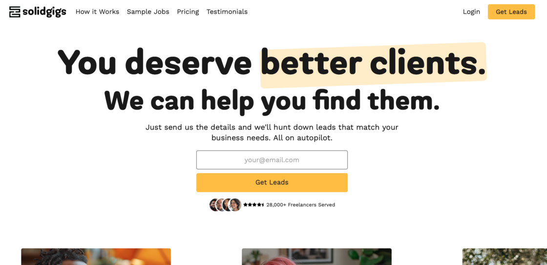 SolidGigs main page screenshot