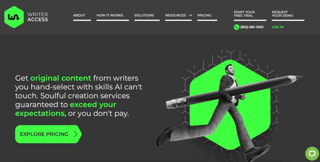 WriterAccess main page screenshot