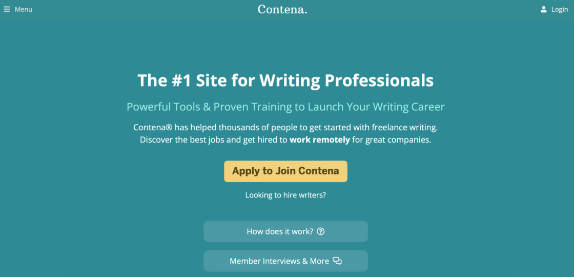 Contena main page screenshot