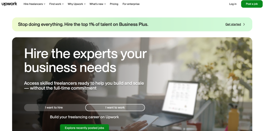 Upwork main page screenshot
