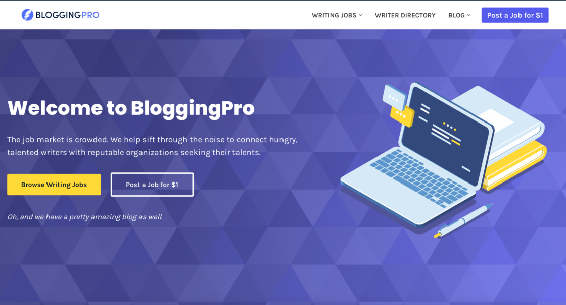 BloggingPro main page screenshot