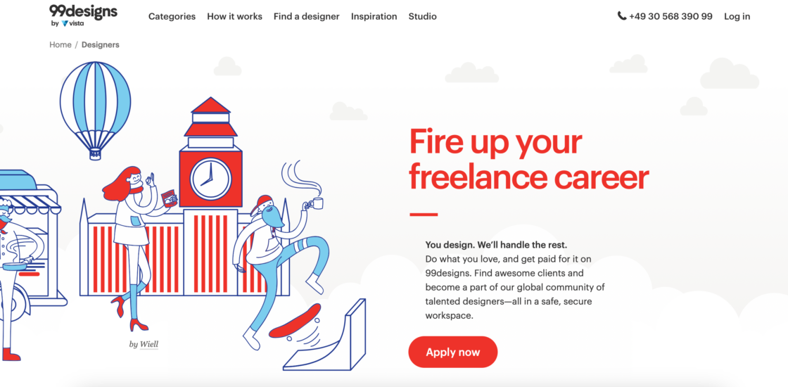 99designs main page screenshot