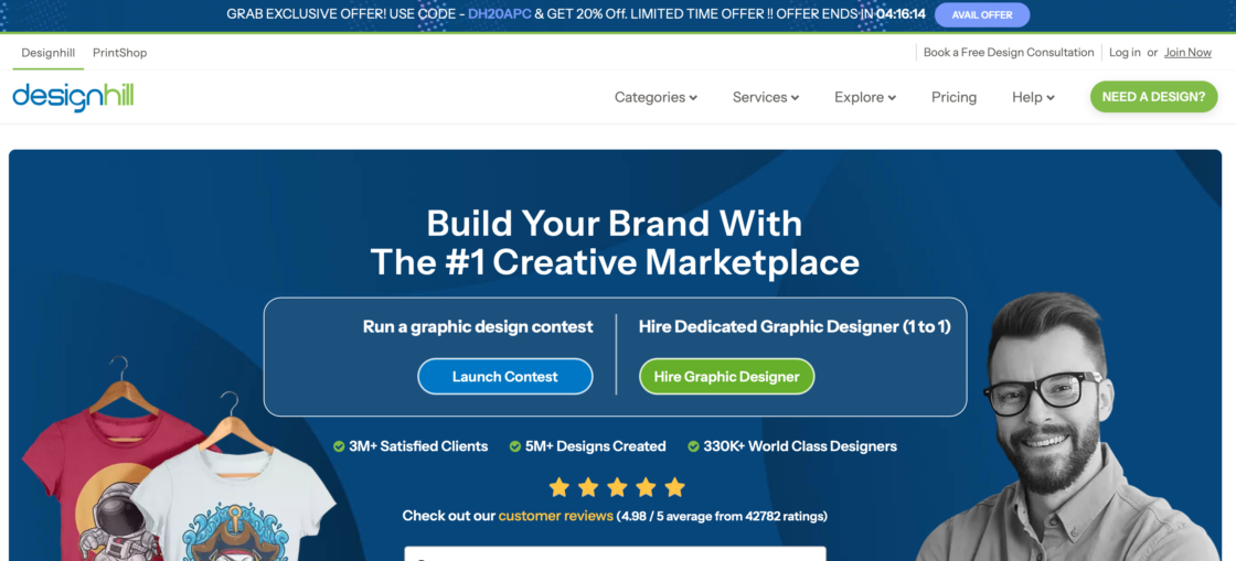 DesignHill main page screenshot