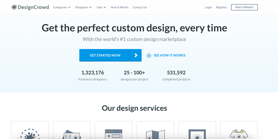 DesignCrowd main page screenshot