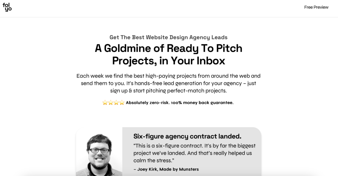 Folyo mainpage screenshot