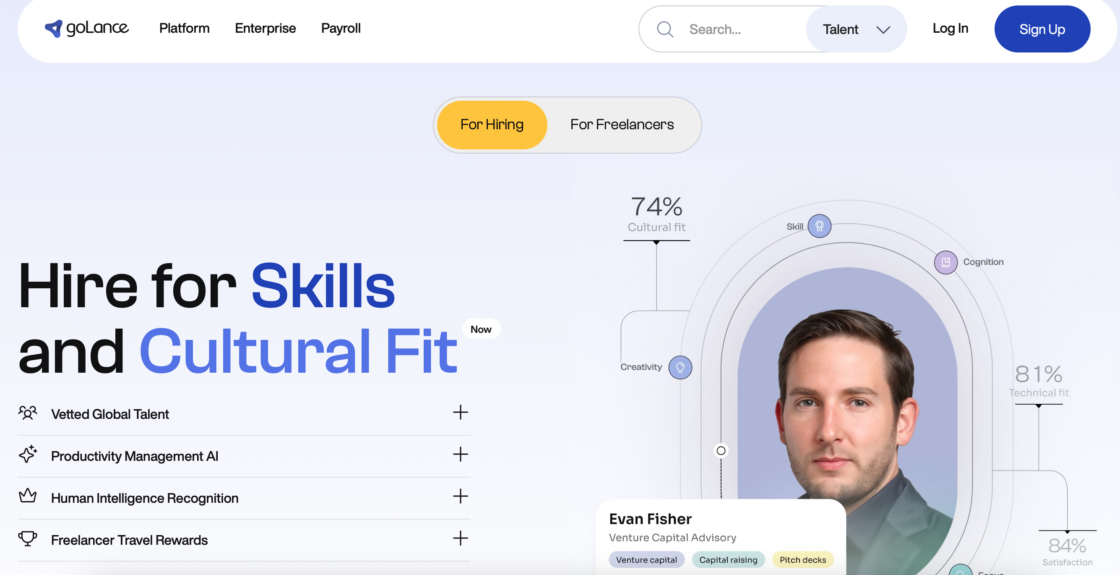 GoLance mainpage screenshot