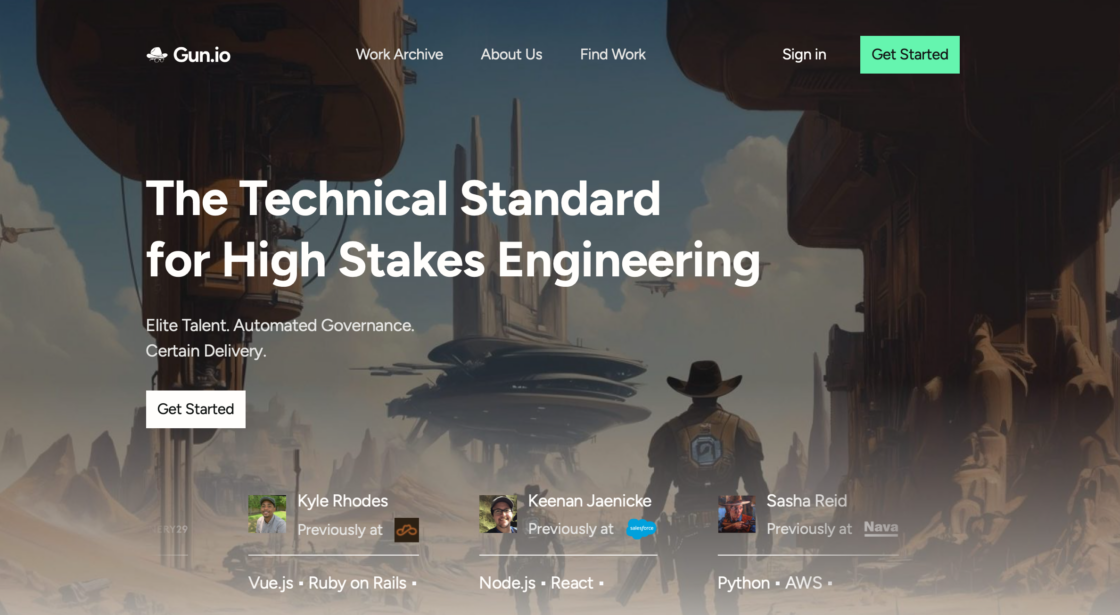 Gun.io mainpage screenshot