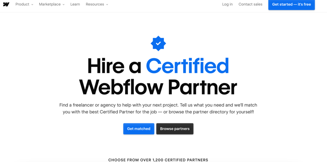Webflow Experts mainpage screenshot