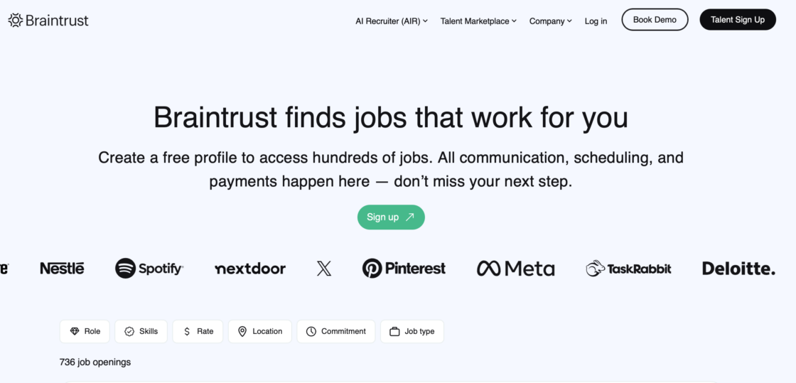 Braintrust mainpage screenshot