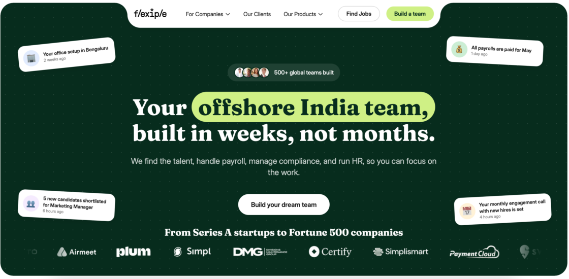 Flexiple mainpage screenshot