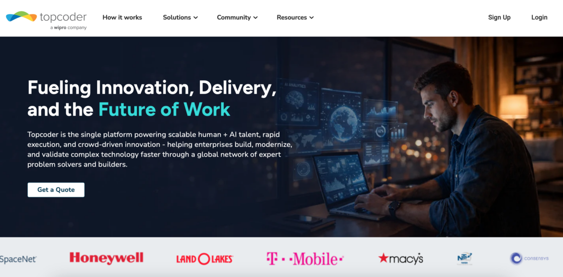 TopCoder mainpage screenshot