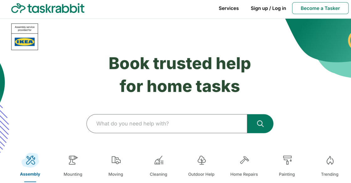 TaskRabbit mainpage screenshot