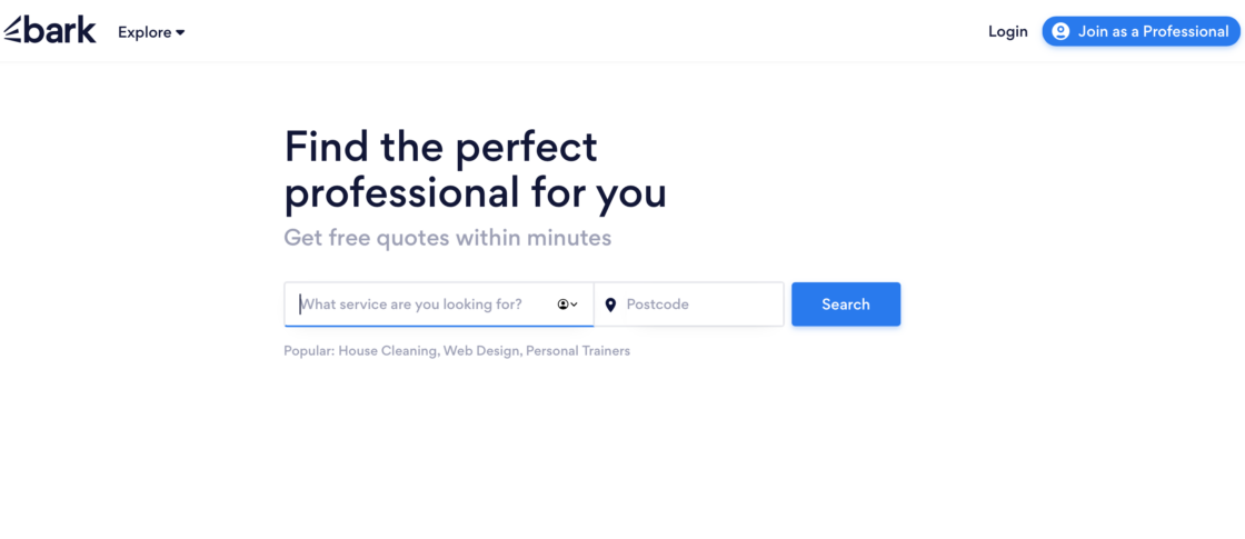 Bark mainpage screenshot