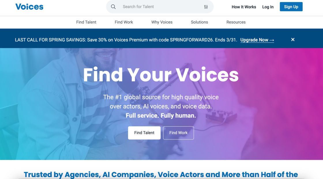 Voices mainpage screenshot