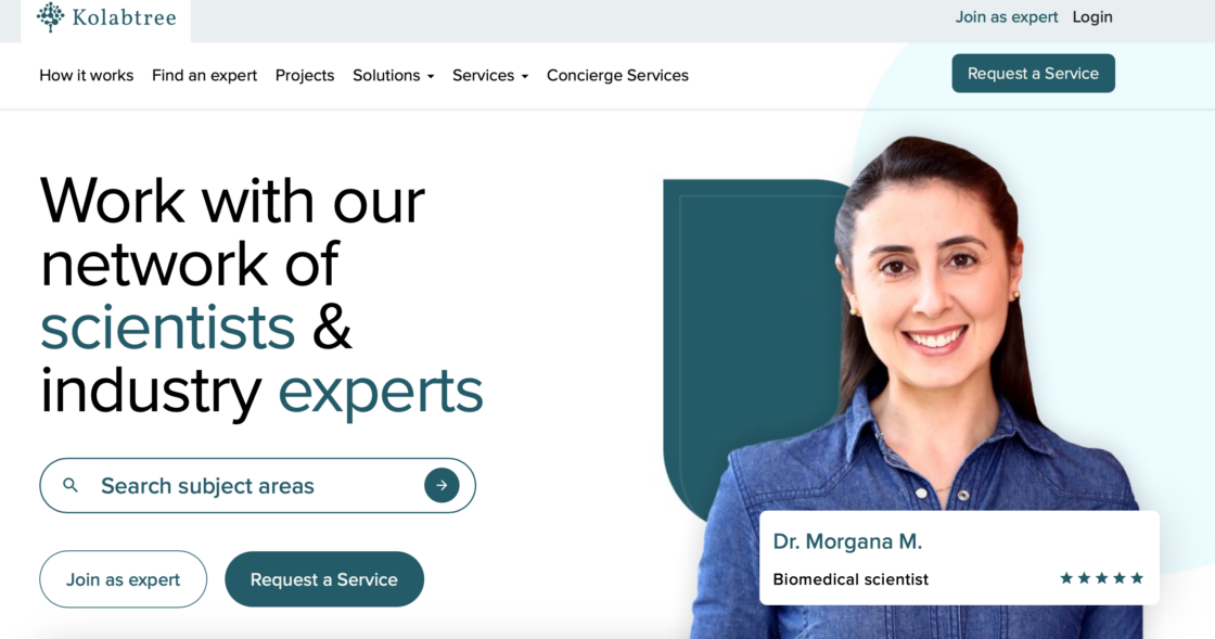 Kolabtree mainpage screenshot