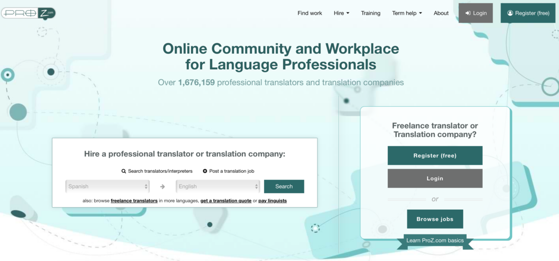 Proz mainpage screenshot