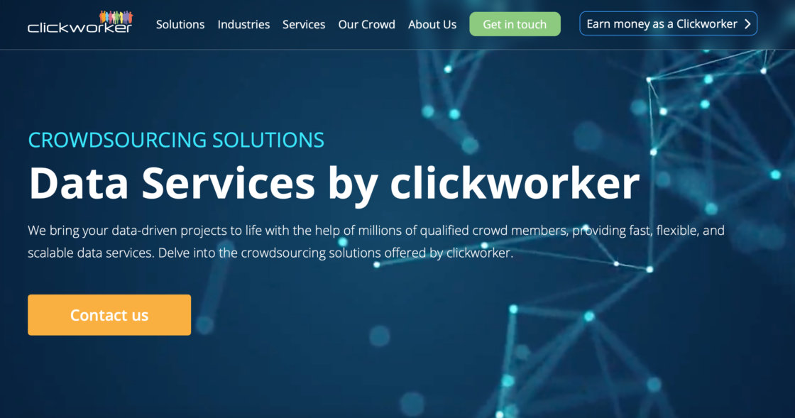 Clickworker mainpage screenshot