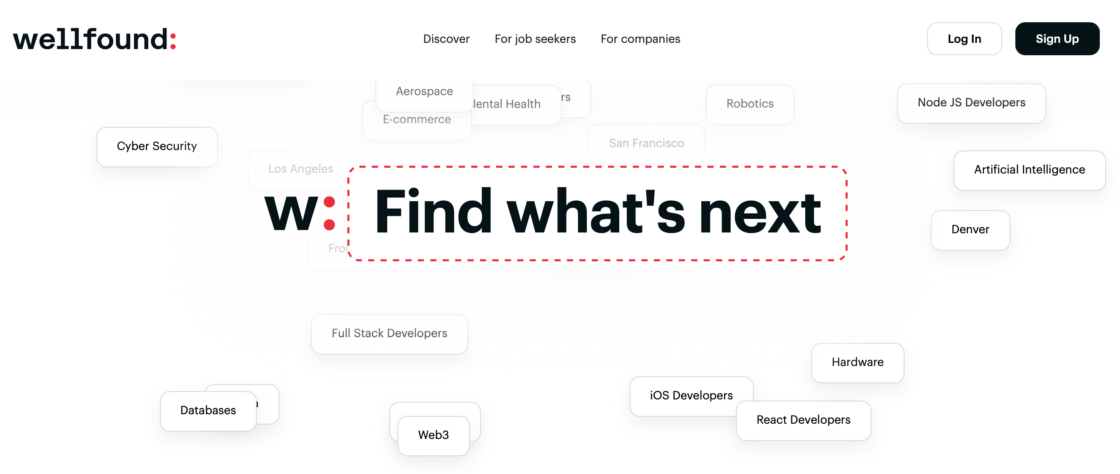 WellFound mainpage screenshot