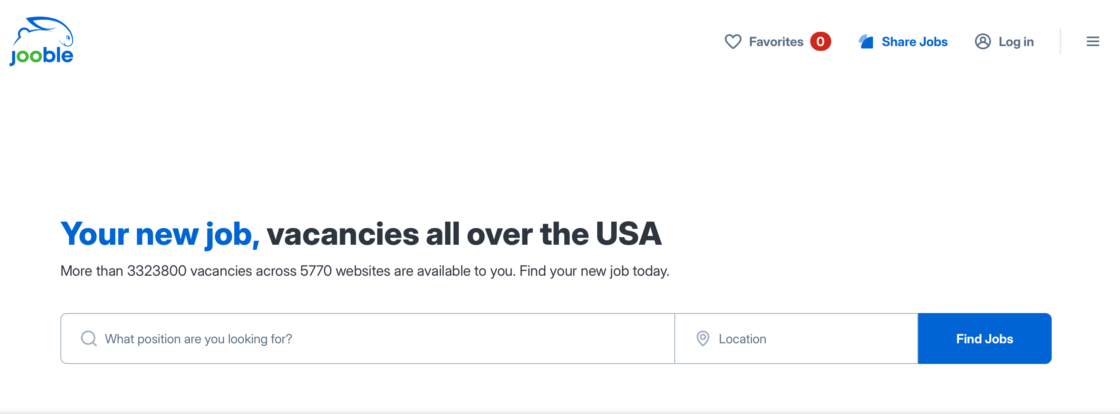 Jooble mainpage screenshot