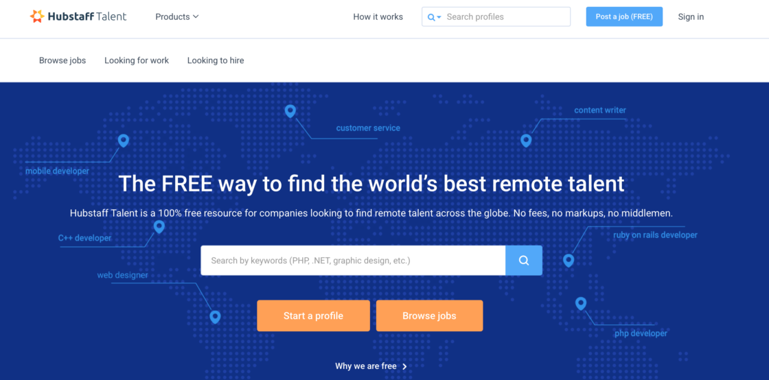 Hubstaff mainpage screenshot 