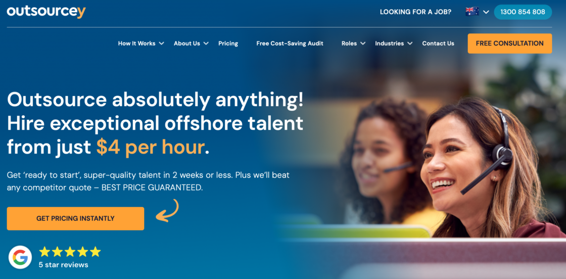 Outsourcey mainpage screenshot