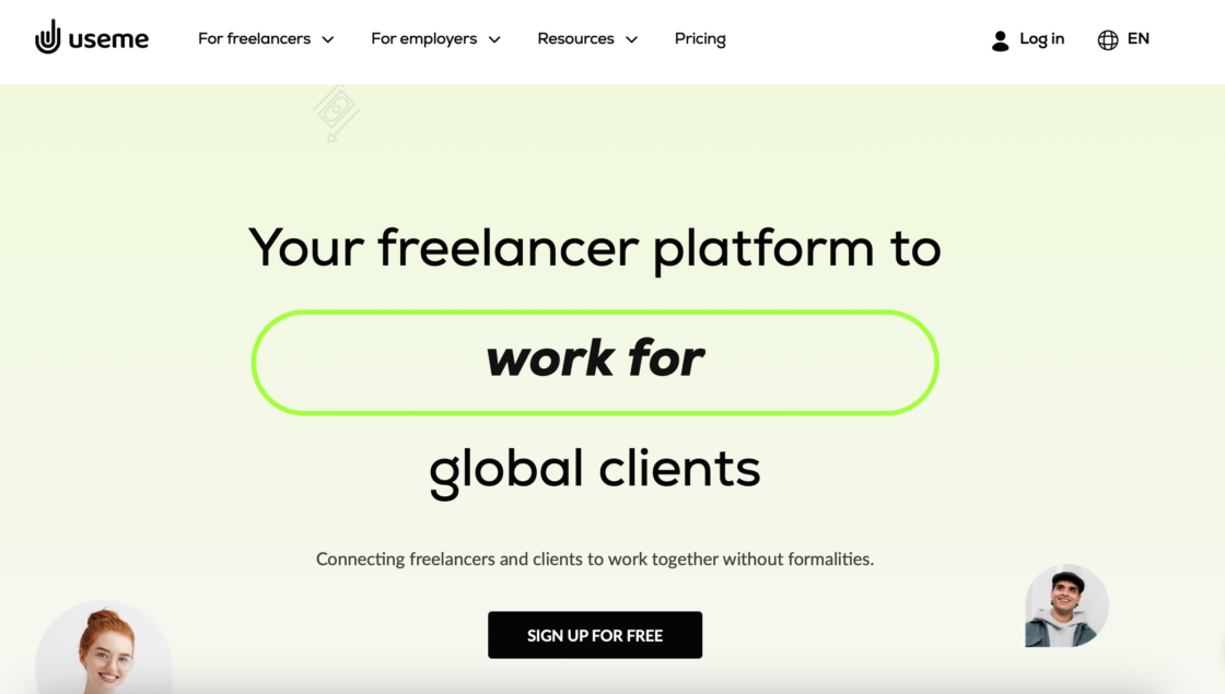 Useme main page screenshot