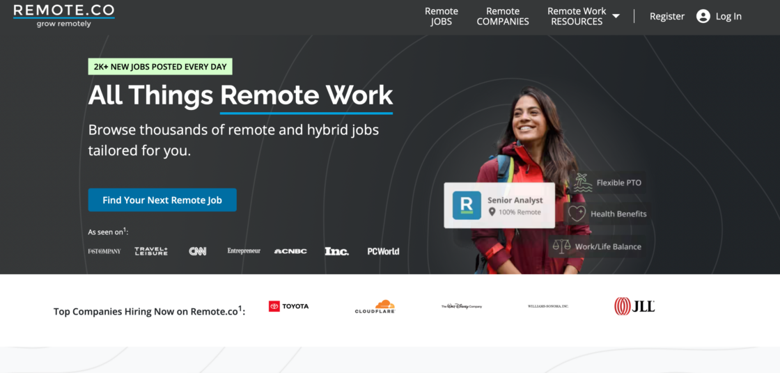 Remote.co main page screenshot