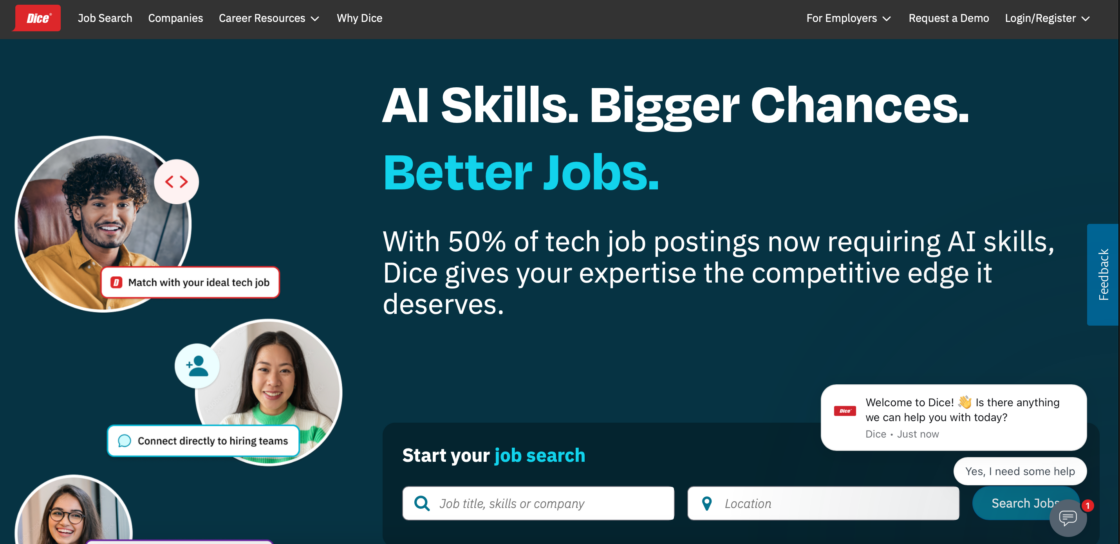 Dice main page screenshot