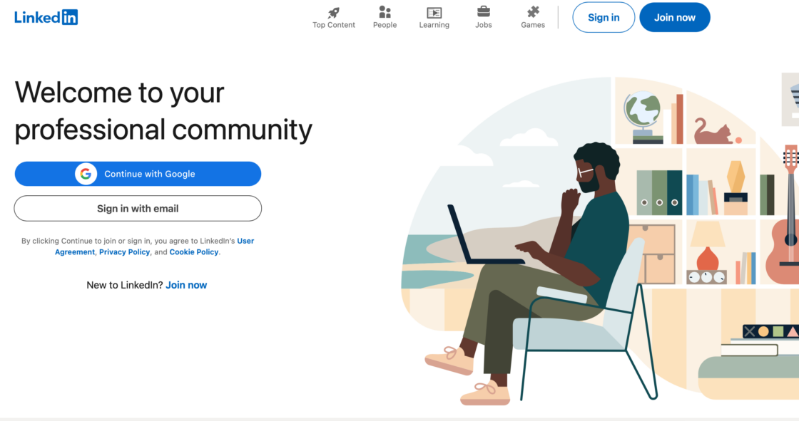 Linkedin main page screenshot