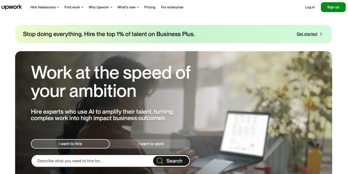 Upwork main page screenshot