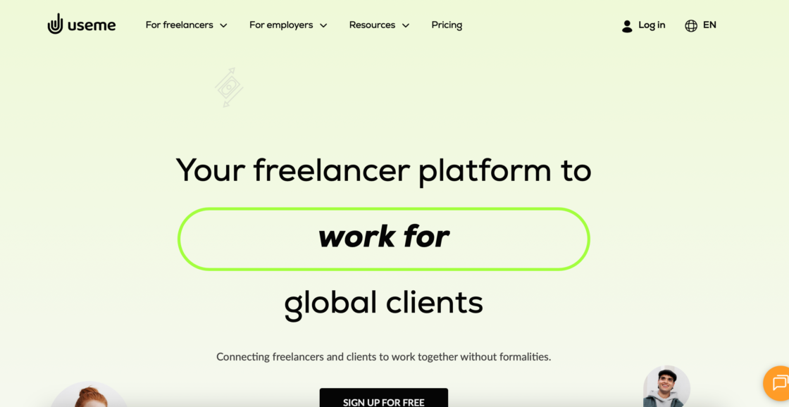 Useme main page screenshot 