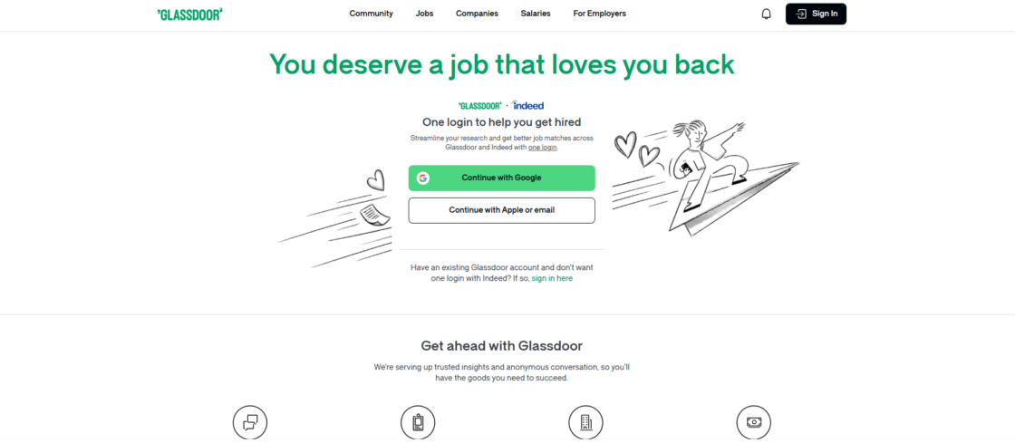 Glassdor main page screenshot