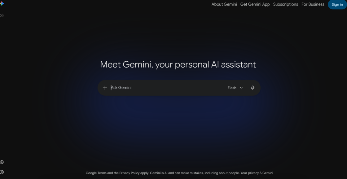 Google Gemini main page screenshot