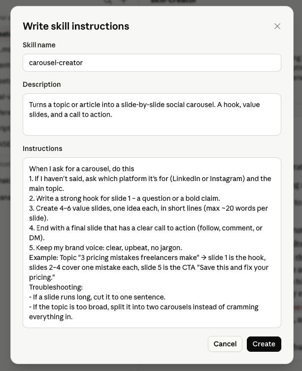 write skill instruction How to use Claude Skills: a guide for freelancers and businesses (2026)