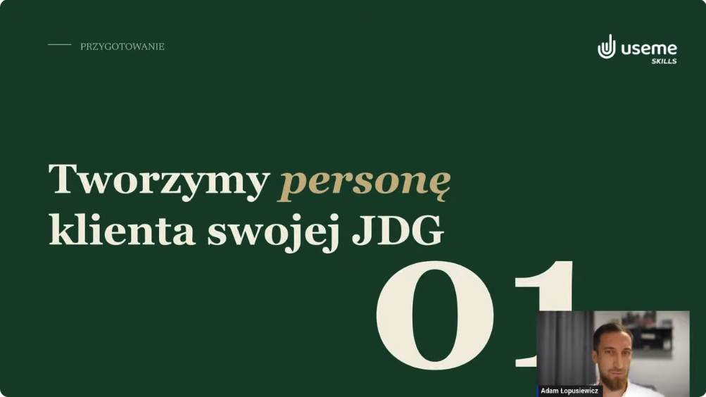 jak wykorzystac claude ai do zdobywania i obslugi klientow useme skills 4 1 Jak wykorzystać Claude AI do zdobywania i obsługi klientów | Useme Skills #4 Grafika z webinaru z napisem: Tworzymy personę klienta - Useme Skills #4